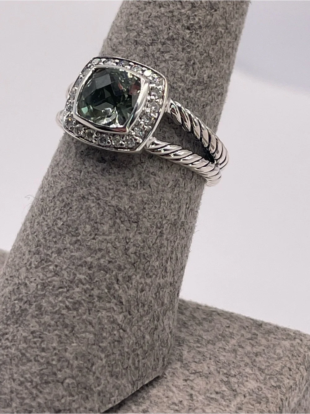 David Yurman Petite Albion Ring with Prasiolite and Diamonds